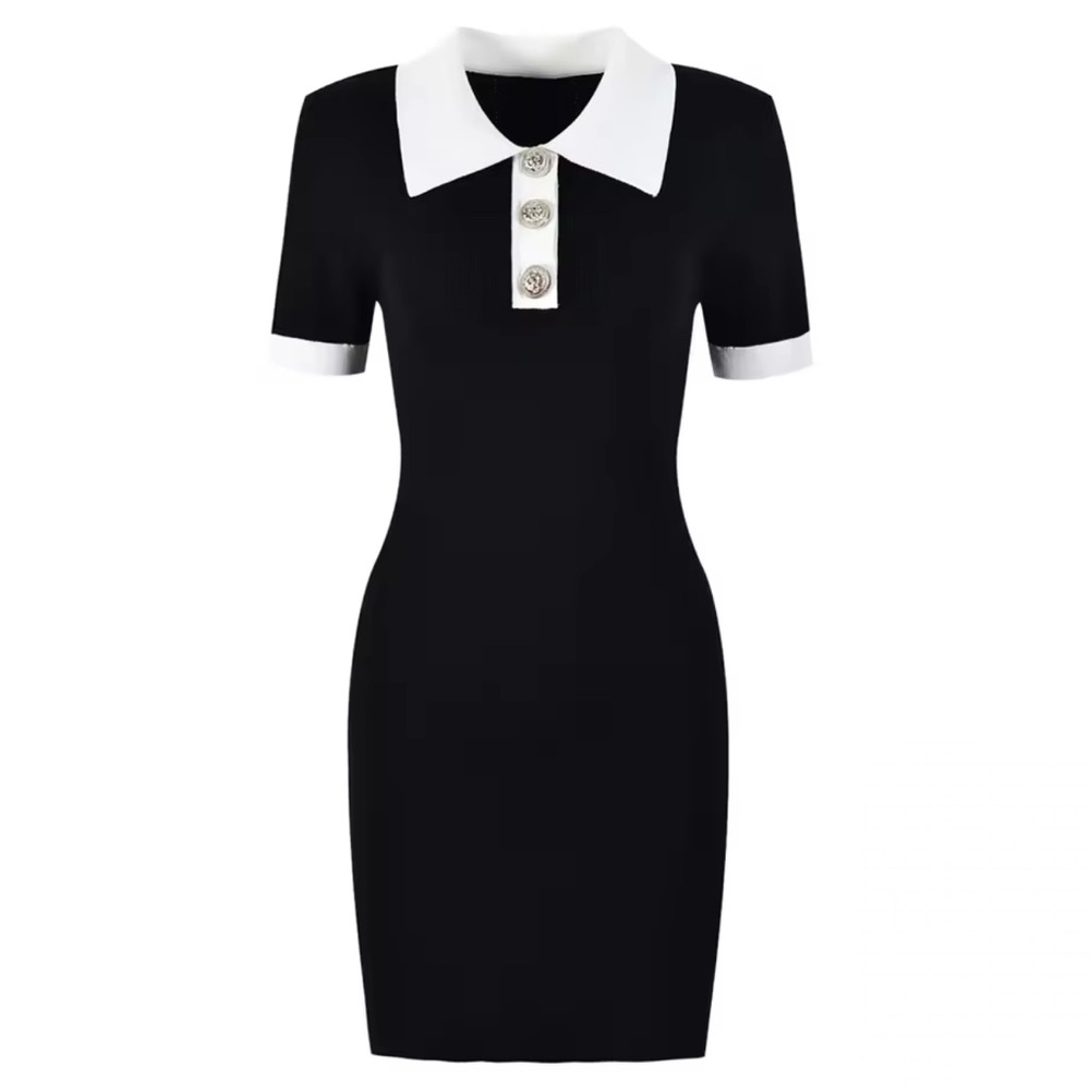 Elegant Black and White Mini Dress